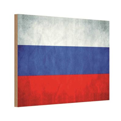 vianmo Holzschild Holzbild 18x12 cm Russland Fahne Flagge