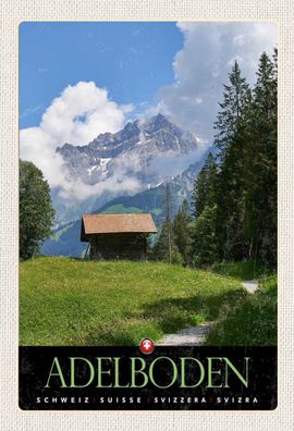 Blechschild 20x30 cm - Adelboden Schweiz Wälder Häuschen