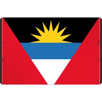 Blechschild 30x40 cm - Antigua und Barbuda Retro Flag