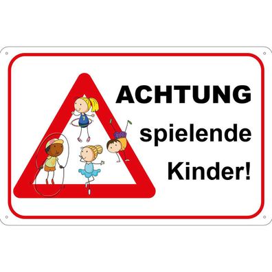 vianmo Blechschild 30x40 cm gewölbt Warnung Achtung spielende Kinder