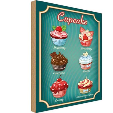 Holzschild 20x30 cm - Essen Cupcake Raspberry Chocolate