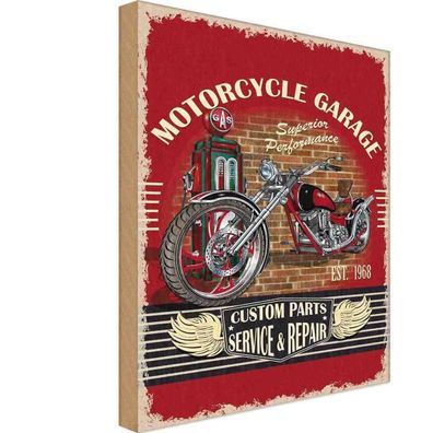 Holzschild 18x12 cm - Motorrad Motorcycle Garage Service