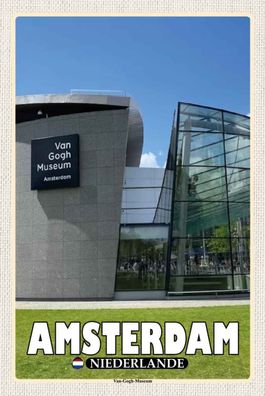Holzschild 20x30 cm - Amsterdam Niederlande Van-Gogh-Museum