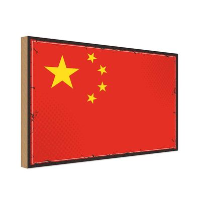 vianmo Holzschild Holzbild 30x40 cm China Fahne Flagge