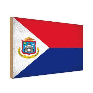 vianmo Holzschild Holzbild 20x30 cm Sint Maarten Fahne Flagge