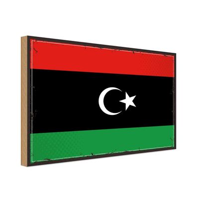 vianmo Holzschild Holzbild 30x40 cm Libyen Fahne Flagge