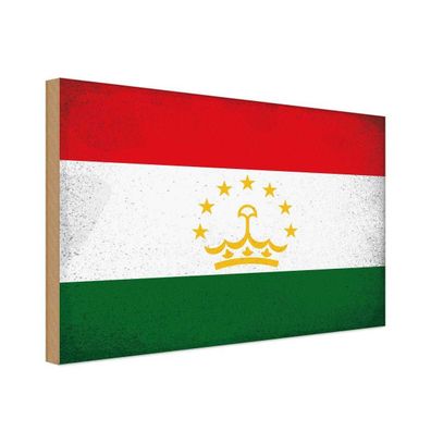 vianmo Holzschild Holzbild 20x30 cm Tadschikistan Fahne Flagge