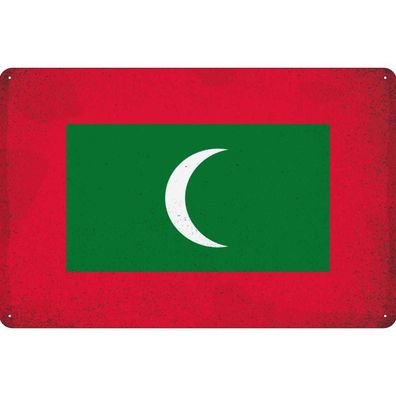 vianmo Blechschild Wandschild 30x40 cm Malediven Fahne Flagge