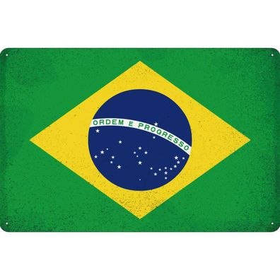 vianmo Blechschild Wandschild 30x40 cm Brasilien Fahne Flagge