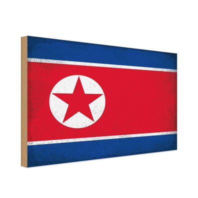 vianmo Holzschild Holzbild 30x40 cm Nordkorea Fahne Flagge