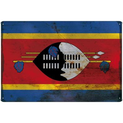 vianmo Blechschild Wandschild 30x40 cm Swasiland Eswatini Fahne Flagge