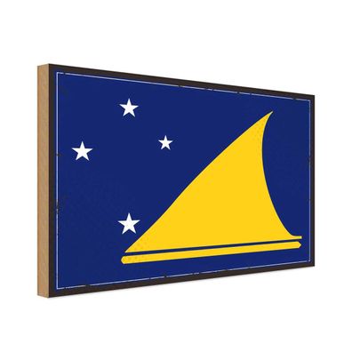 vianmo Holzschild Holzbild 20x30 cm Tokelau Fahne Flagge
