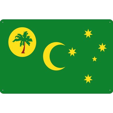 vianmo Blechschild Wandschild 30x40 cm Kokosinseln Fahne Flagge