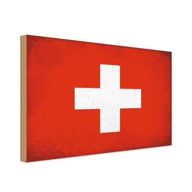 vianmo Holzschild Holzbild 30x40 cm Schweiz Fahne Flagge