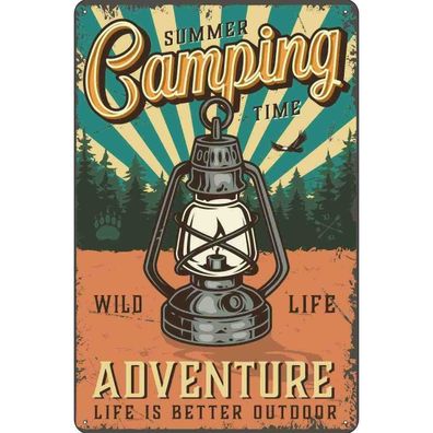 vianmo Blechschild 30x40 cm gewölbt Outdoor Camping Summer Camping Time Adventure