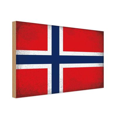vianmo Holzschild Holzbild 20x30 cm Norwegen Fahne Flagge