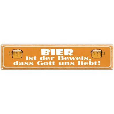 vianmo Blechschild 46x10 cm gewölbt Essen Trinken Bier Beweis Gott liebt uns