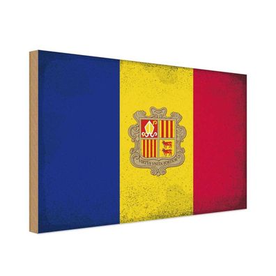vianmo Holzschild Holzbild 30x40 cm Andorra Fahne Flagge