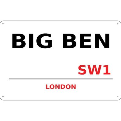 vianmo Blechschild 20x30 cm gewölbt England Street Big Ben SW1