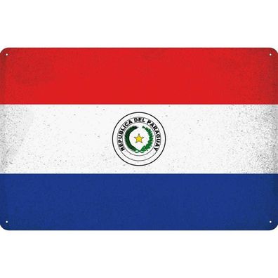 vianmo Blechschild Wandschild 30x40 cm Paraguay Fahne Flagge