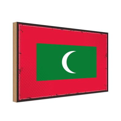 vianmo Holzschild Holzbild 30x40 cm Malediven Fahne Flagge