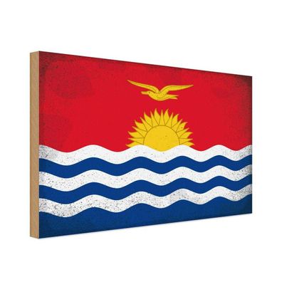 vianmo Holzschild Holzbild 20x30 cm Kiribati Fahne Flagge