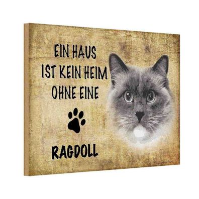 vianmo Holzschild 20x30 cm Tier Ragdoll Katze ohne kein Heim