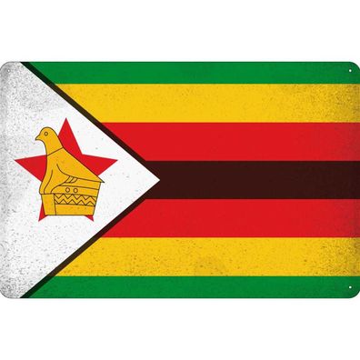 vianmo Blechschild Wandschild 30x40 cm Simbabwe Fahne Flagge