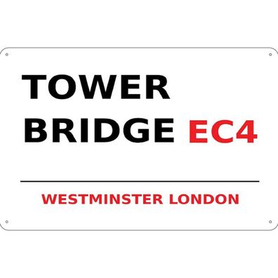 vianmo Blechschild 20x30 cm gewölbt England Westminster Tower Bridge EC4