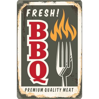 Blechschild 30x40 cm - fresh! BBQ Premium Quality meat