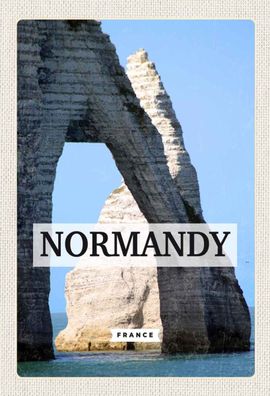 Blechschild 20x30 cm - Normandy France Reiseziel