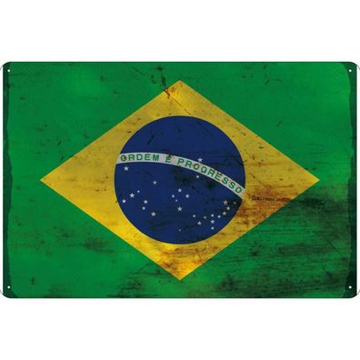vianmo Blechschild Wandschild 18x12 cm Brasilien Fahne Flagge