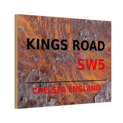 Holzschild 18x12 cm - England Chelsea Kings Road SW5
