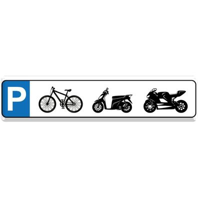 Blechschild 46x10 cm - Parkplatz Fahrrad Mofa Motorrad