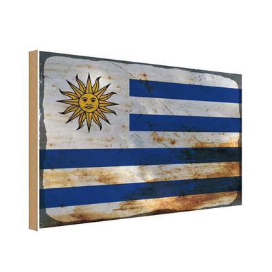 vianmo Holzschild Holzbild 20x30 cm Uruguay Fahne Flagge