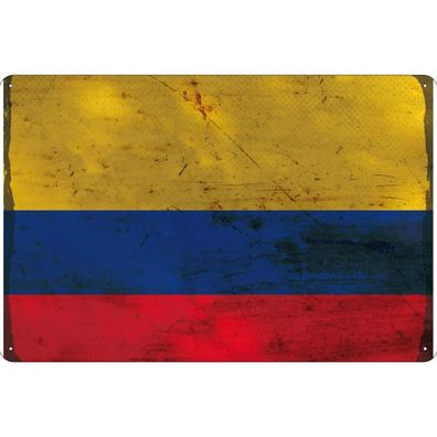 vianmo Blechschild Wandschild 30x40 cm Kolumbien Fahne Flagge