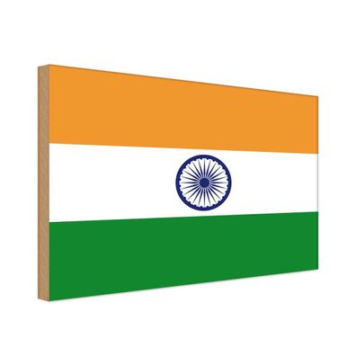 vianmo Holzschild Holzbild 30x40 cm Indien Fahne Flagge