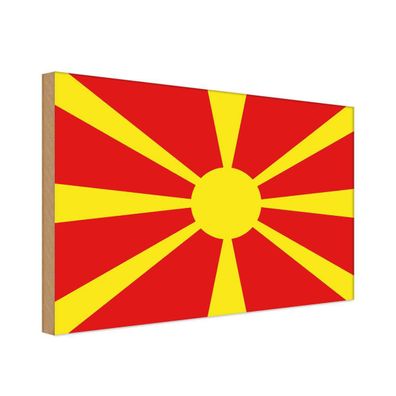 vianmo Holzschild Holzbild 30x40 cm Mazedonien Fahne Flagge