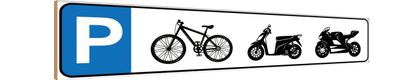 Holzschild 46x10 cm - Parkplatz Fahrrad Mofa Motorrad
