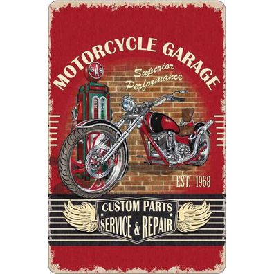 Blechschild 18x12 cm - Motorrad Motorcycle Garage Service