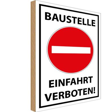 vianmo Holzschild 18x12 cm Warnung Baustelle Einfahrt verboten