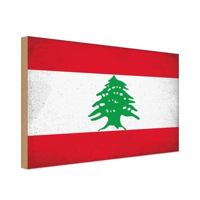 vianmo Holzschild Holzbild 30x40 cm Libanon Fahne Flagge