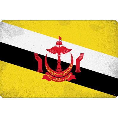 vianmo Blechschild Wandschild 20x30 cm Brunei Fahne Flagge