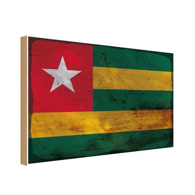 vianmo Holzschild Holzbild 30x40 cm Togo Fahne Flagge