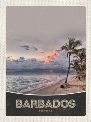 Holzschild 30x40 cm - Barbados Strand Meer Unwetter