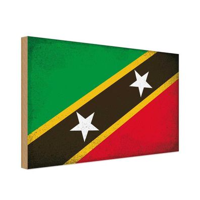 vianmo Holzschild Holzbild 20x30 cm St. Kitts und Nevi Fahne Flagge