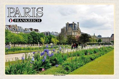Holzschild 20x30 cm - Paris Frankreich Jardin des Tuileries Park