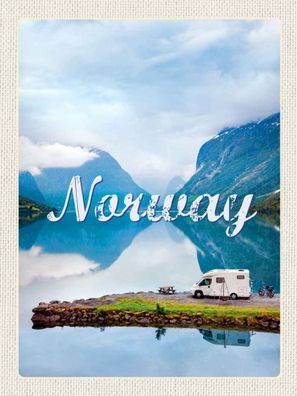 Holzschild 30x40 cm - Norwegen Camping Meer Reise Natur