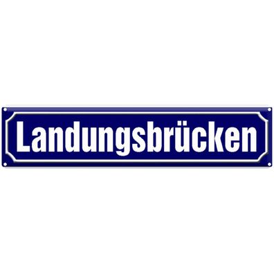 vianmo Blechschild 46x10 cm gewölbt Stadt Landungsbrücken Hamburg