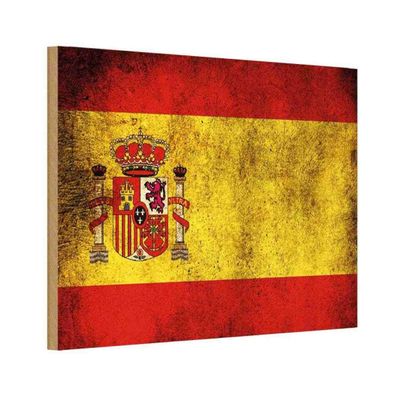 vianmo Holzschild Holzbild 20x30 cm Spanien Fahne Flagge